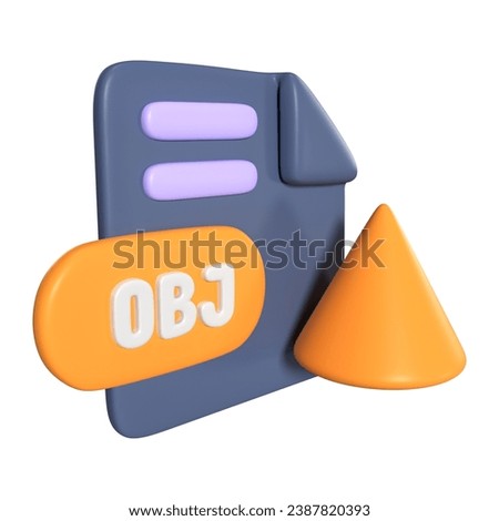 This is OBJ File Extension 3D Render Illustration Icon, high resolution jpg file, isolated on a white background