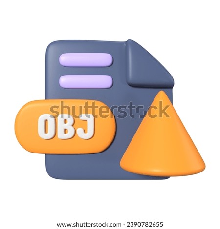 This is OBJ File Extension 3D Render Illustration Icon, high resolution jpg file, isolated on a white background