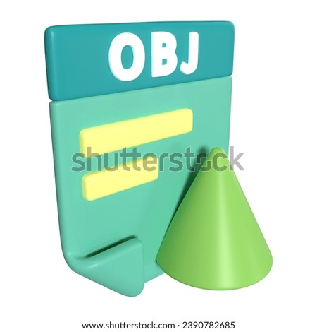 This is OBJ File Extension 3D Render Illustration Icon, high resolution jpg file, isolated on a white background
