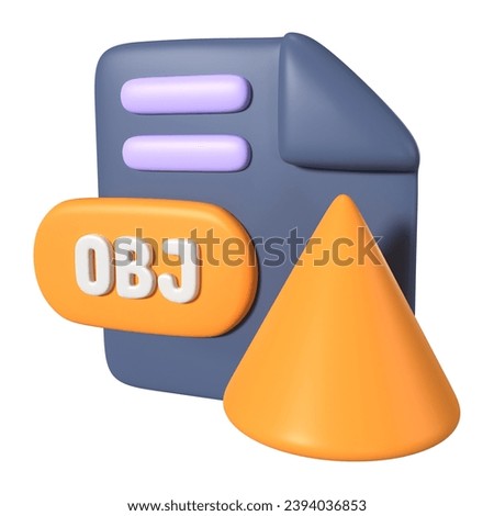 This is OBJ File Extension 3D Render Illustration Icon, high resolution jpg file, isolated on a white background