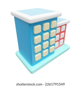 This is Office Building 3D Render Illustration Icon, high resolution jpg file, isolated on a white background