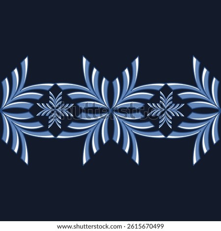 This pattern consists of a four-petalled flower with overlapping curved petals and leaf-like elements that curve outwards. The design is symmetrical and elegant.