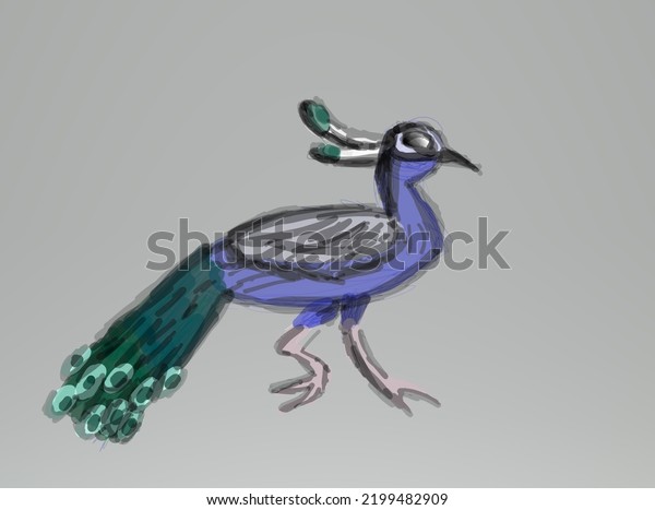 This Pencil Drawing Peacock Stock Illustration 2199482909 Shutterstock