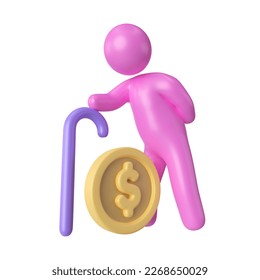 This is Pension fund 3D Render Illustration Icon, high resolution jpg file, isolated on a white background