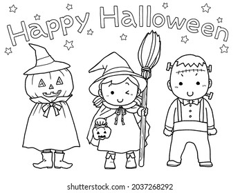 This Is A Picture Of Children Dressing Up As Halloween And I Think It Would Be Good To Use For Coloring.