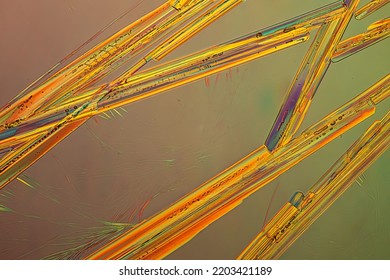 This Is A Picture Of The Crystals Of The Chemical Substance Sodium Platoon Cyanide Made By A Microscope In Polarized Light.