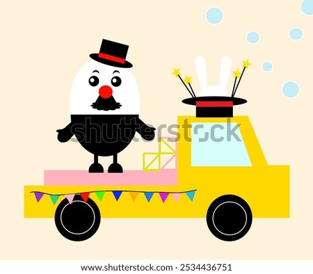 Similar – Image, Stock Photo Cheerful magician standing on stage with arms raised