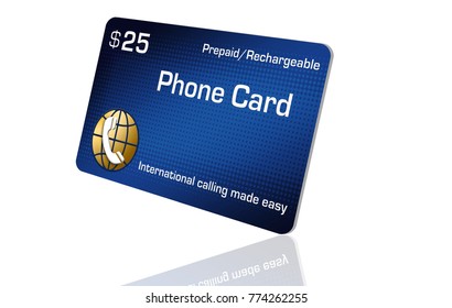 This Is A Prepaid Cellular Phone Card. A Retail Item For Service Paid In Advance. Generic 3-D Illustration. The Card Can Be Used For International Calling And Is Rechargeable