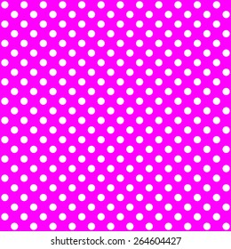 This Is A Seamless Repeating Polka Dot Spotty Pattern With White Spots On A Bright Hot Pink Background.