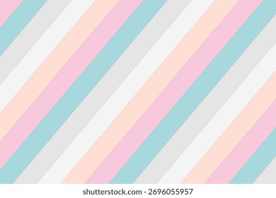 This serene image features an inviting pattern of soft pastel diagonal stripes. The gentle blend of pink, blue, peach, white, and light gray hues creates a visually calming composition.