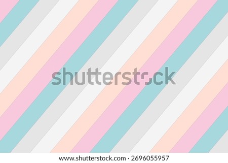 This serene image features an inviting pattern of soft pastel diagonal stripes. The gentle blend of pink, blue, peach, white, and light gray hues creates a visually calming composition.