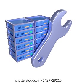 This is a Server Maintenance 3D Render Illustration Icon. High-resolution JPG file isolated on a white background.