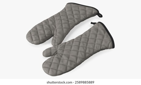 This set includes quilted oven mitts designed for heat resistance and comfort in culinary settings.