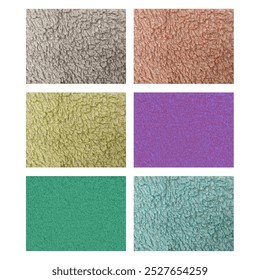 this set includes six vector fur textures in various colors, perfect for adding a soft and realistic tactile feel to your designs