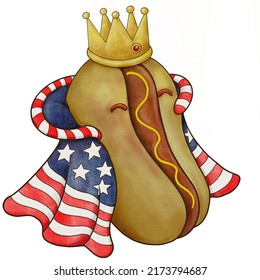 This set of watercolor illustrations is a fantasy hot dog character design that will bring fun to products. Indicating their involvement in National Hot Dog Day. - Powered by Shutterstock