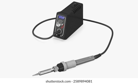 This soldering station features an adjustable temperature control and a digital display, providing precise heat for detailed work.