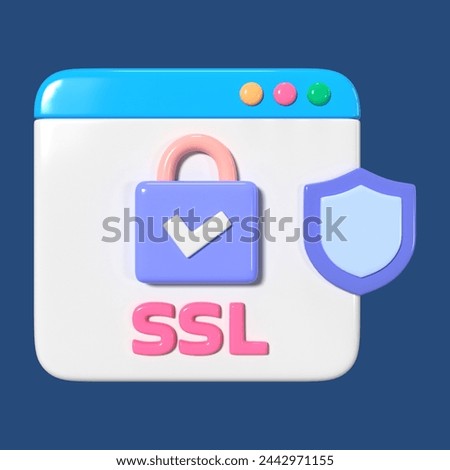 This is a SSL 3D Render Illustration Icon. High-resolution JPG file isolated on a blue background.
