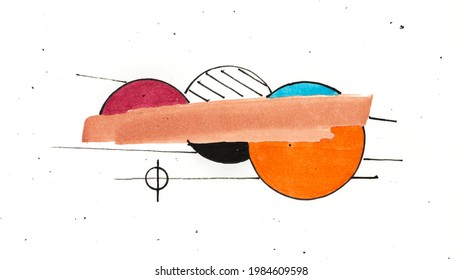 This stock illustration shows hand-drawn colorful lower third in the style of abstract art