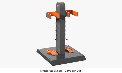 This sturdy floor-mounted stand is designed for holding displays securely. With an adjustable frame and robust construction, it suits various settings.