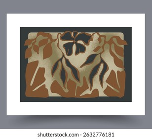 This stylish abstract artwork features earthy tones and plantinspired patterns for a unique visual experience