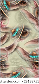 This textile design features a balanced composition with elegant motifs arranged in a seamless repeating pattern. The harmonious colour palette and intricate details create a timeless, versatile look suitable for apparel, home décor, upholstery, and fashion accessories. The design combines aesthetic appeal with commercial usability, making it ideal for both modern and classic fabric collections.
