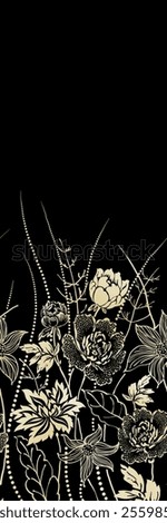 Image, Stock Photo sophisticated intricate flowers bouquet in vase. Floral arrangement on black background.