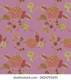This textile pattern is designed by Philip Jacobs for the Kaffe Fassett Collective, specifically known as Gradi Floral in the Lime colorway