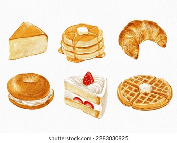 this is a various bread watercolor illustration. - Powered by Shutterstock