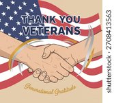 This vector illustration beautifully captures the spirit of "Thank You Veterans" through a modern, respectful, and slightly stylized lens.