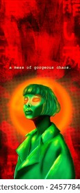 This vibrant art explodes with color, a testament to the girl who thrives in glorious disarray. 