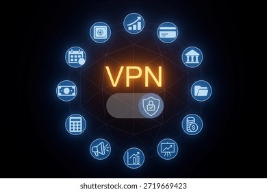 This visual explains various benefits of using VPN technology, highlighting features like security, data protection, and anonymous browsing in a digital environment.