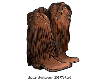 This Is A Watercolor Cowboy Boots