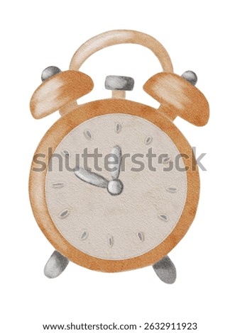 This watercolor pattern showcases a charming vintage alarm clock, ideal for decorating school supplies and stationery items.