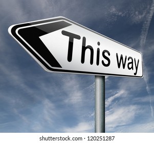 This Way Online Guide Follow Lost Find Direction Guiding Guidance Road Sign Arrow