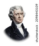 Thomas Jefferson Portrait Isolated on White Background