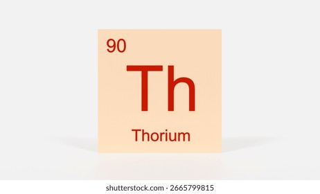 Thorium Element 3D Render - Periodic Table Box with Atomic Number 90, Scientific Education, Chemistry Classroom, Modern Science Poster, and Laboratory Wall Art
