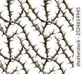 thorn vine seamless pattern, hyper realistic grunge digital print