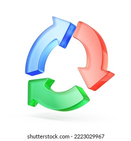 Three arrows icon - update symbol. Update, refresh icon - 3d rendering