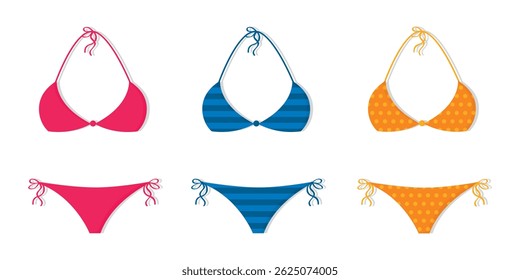 three bikinis with different patterns