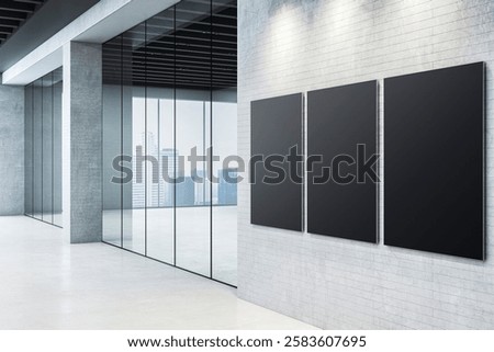 Similar – Image, Stock Photo Modern three black glass candlesticks with white candles on wooden table in antique style on dark wall background. Minimalist elegant decor with candle holders with wax different size.