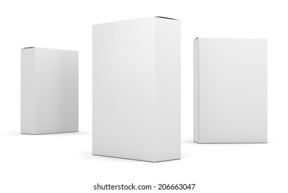 Three Blank Box Vertical Products Template At Different Angle