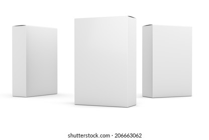 Three Blank Box Vertical Products Template At Different Angle