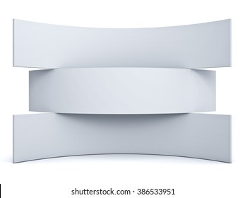 Three blank signboards isolated over white background