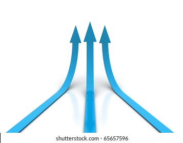 Three Blue Arrows Going Up - Success Concept Illustration