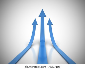 Three Blue Arrows Going Up - Success Concept Illustration