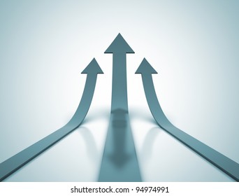 Three Blue Arrows Going Up - Success Concept Illustration