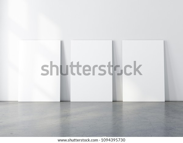 Download Three Canvas Mockups On Floor 3d Stock Illustration 1094395730 PSD Mockup Templates