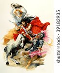 Three centaurs fighting