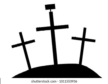 Three Crosses Sign On Calvary Isolated Stock Illustration 1011553936 ...