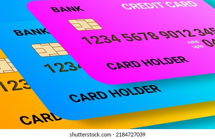 Three Different Credit Card Perspective Illustration Image.